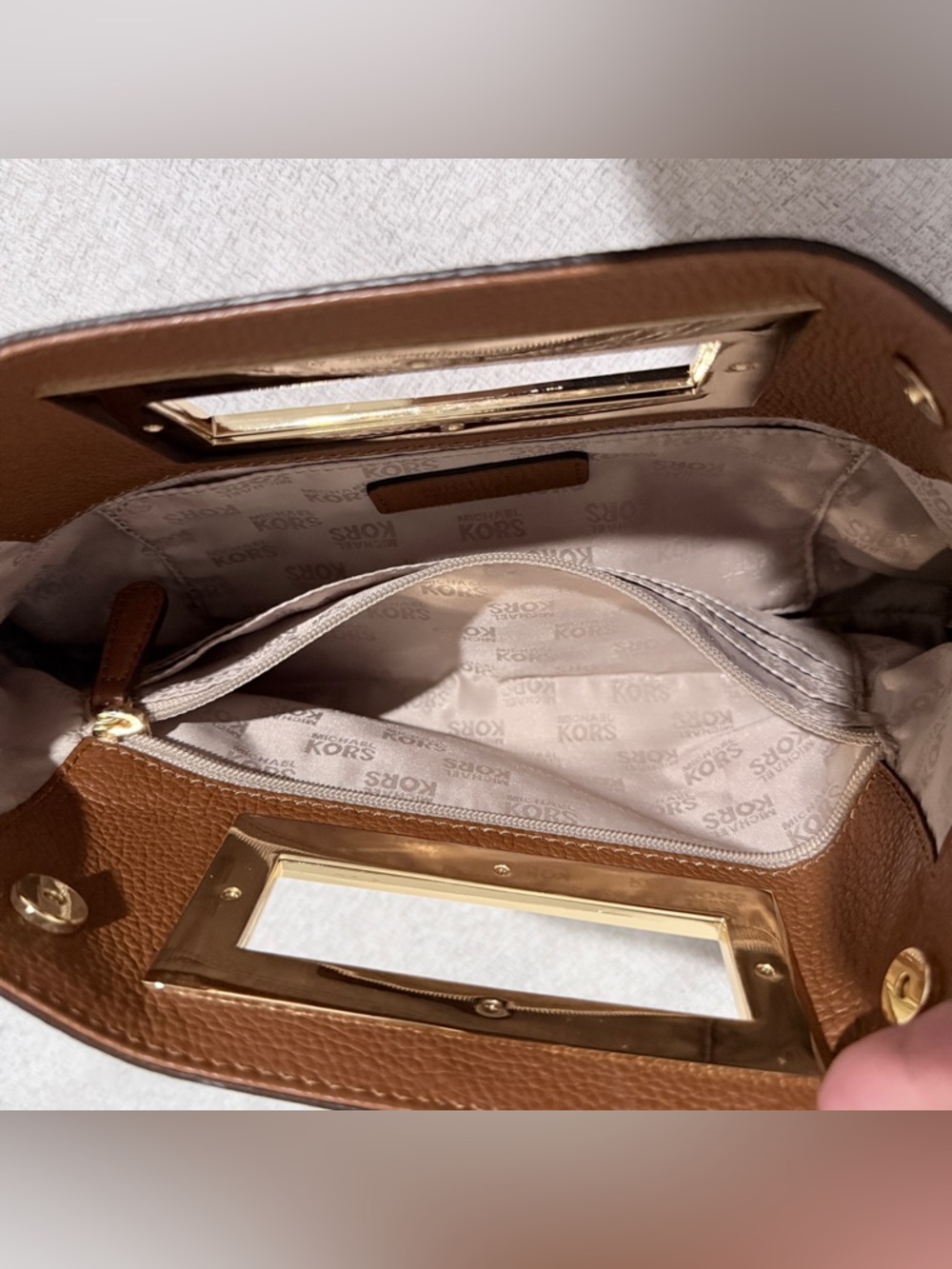 Michael Kors Chestnut Brown Leather Wristlet Clutch with Gold Trim - Picture 6 of 9